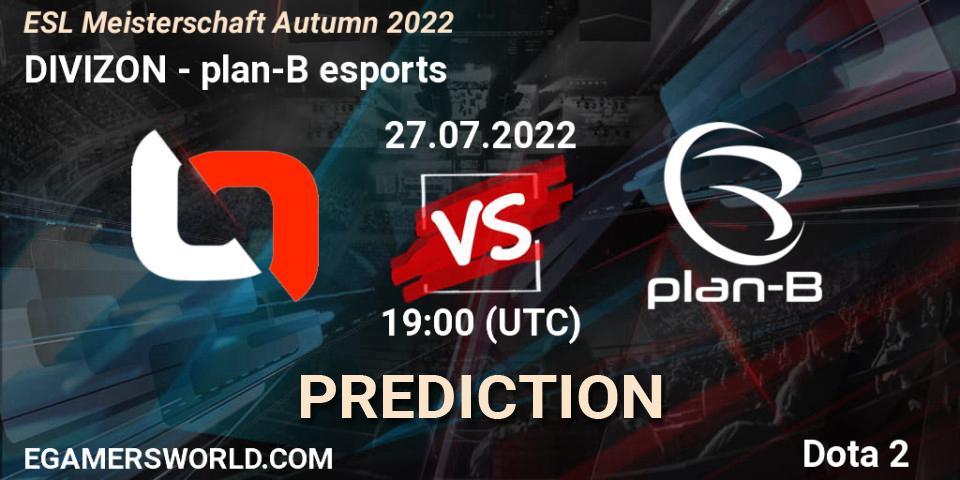 Prognoza DIVIZON - plan-B esports. 27.07.2022 at 19:51, Dota 2, ESL Meisterschaft Autumn 2022