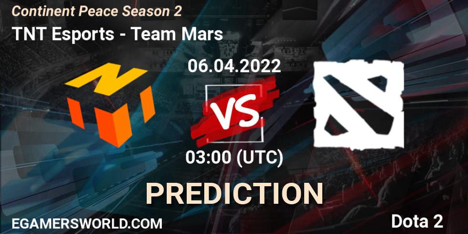 Prognoza TNT Esports - Team Mars. 06.04.2022 at 03:10, Dota 2, Continent Peace Season 2 