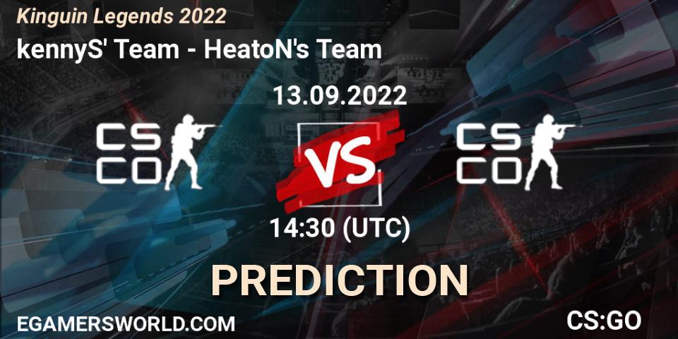 Prognoza kennyS' Team - HeatoN's Team. 13.09.2022 at 13:50, Counter-Strike (CS2), Kinguin Legends 2022