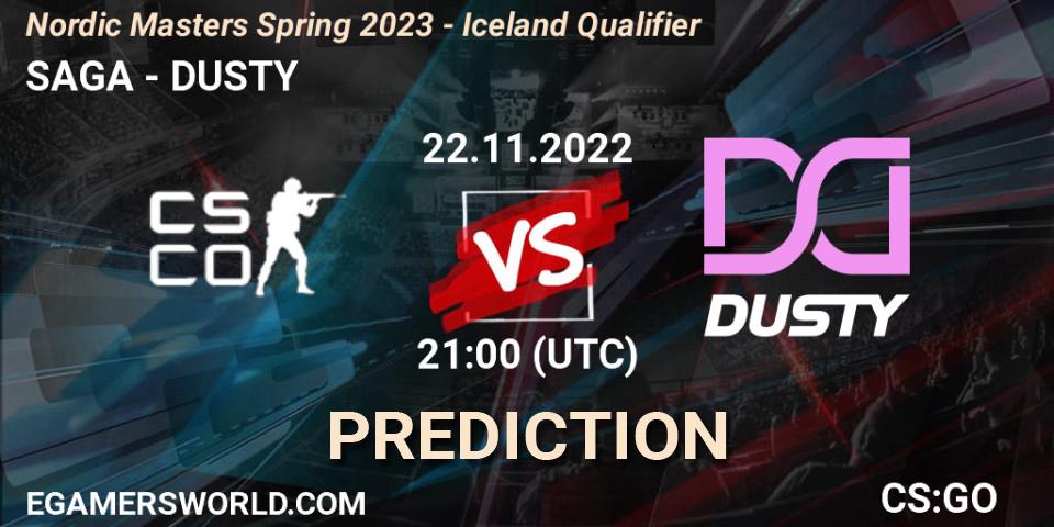 Prognoza SAGA Esports - DUSTY. 22.11.2022 at 20:00, Counter-Strike (CS2), Nordic Masters Spring 2023 - Iceland Qualifier