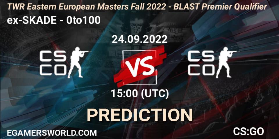 Prognoza ex-SKADE - 0to100. 24.09.2022 at 08:00, Counter-Strike (CS2), TWR Eastern European Masters: Fall 2022