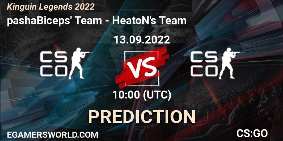 Prognoza pashaBiceps' Team - HeatoN's Team. 13.09.2022 at 10:00, Counter-Strike (CS2), Kinguin Legends 2022