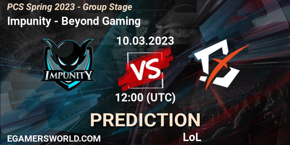 Prognoza Impunity - Beyond Gaming. 18.02.2023 at 09:00, LoL, PCS Spring 2023 - Group Stage