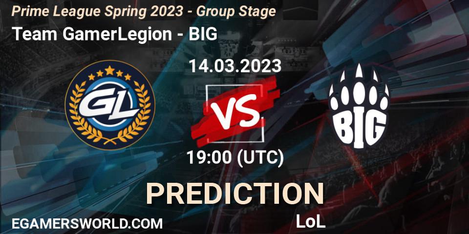 Prognoza Team GamerLegion - BIG. 14.03.2023 at 17:00, LoL, Prime League Spring 2023 - Group Stage