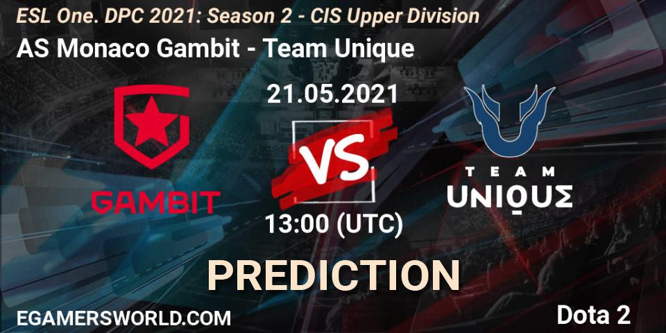 Prognoza AS Monaco Gambit - Team Unique. 21.05.2021 at 12:56, Dota 2, ESL One. DPC 2021: Season 2 - CIS Upper Division