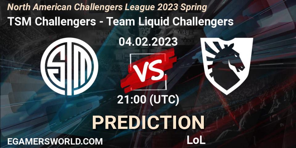 Prognoza TSM Challengers - Team Liquid Challengers. 04.02.23, LoL, NACL 2023 Spring - Group Stage