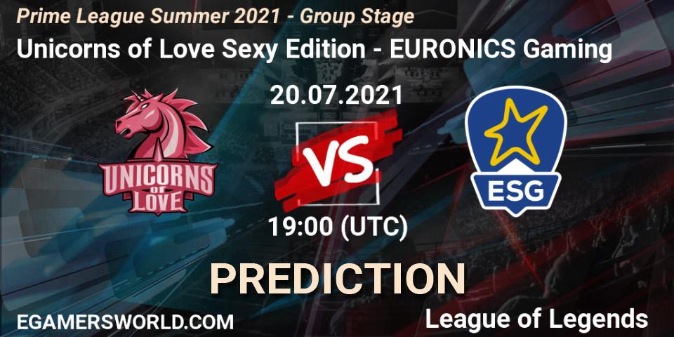 Prognoza Unicorns of Love Sexy Edition - EURONICS Gaming. 20.07.21, LoL, Prime League Summer 2021 - Group Stage