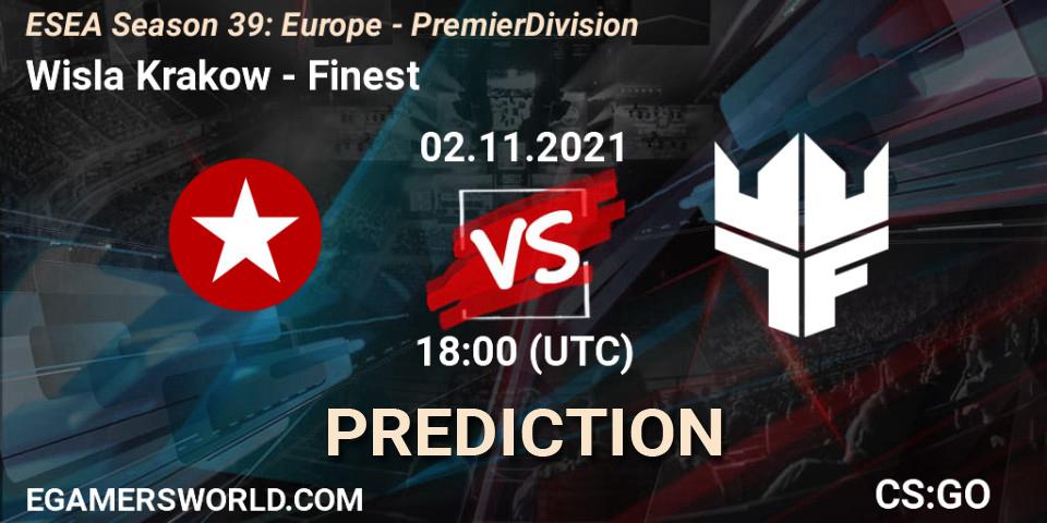 Prognoza Wisla Krakow - Finest. 02.11.2021 at 18:00, Counter-Strike (CS2), ESEA Season 39: Europe - Premier Division