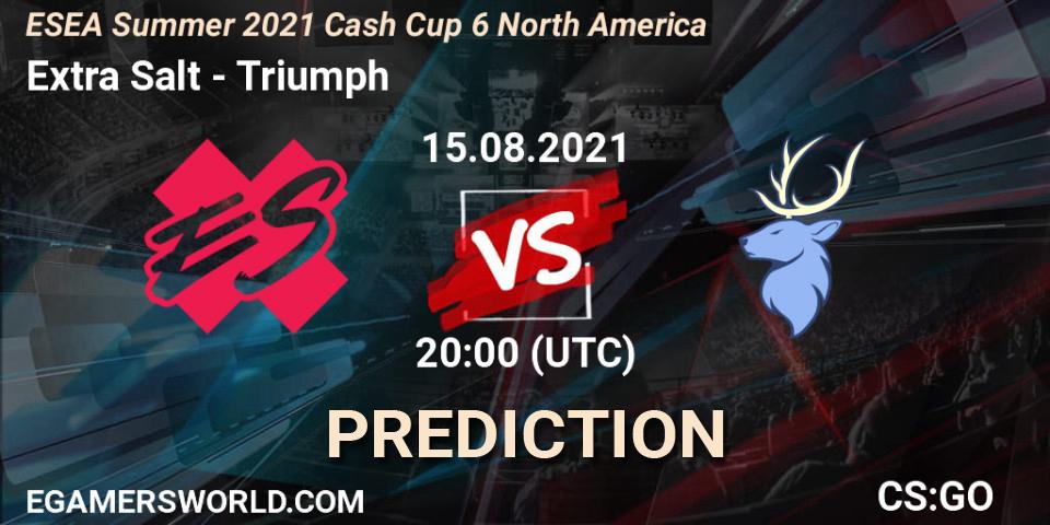 Prognoza Extra Salt - Triumph. 15.08.2021 at 20:00, Counter-Strike (CS2), ESEA Cash Cup: North America - Summer 2021 #6