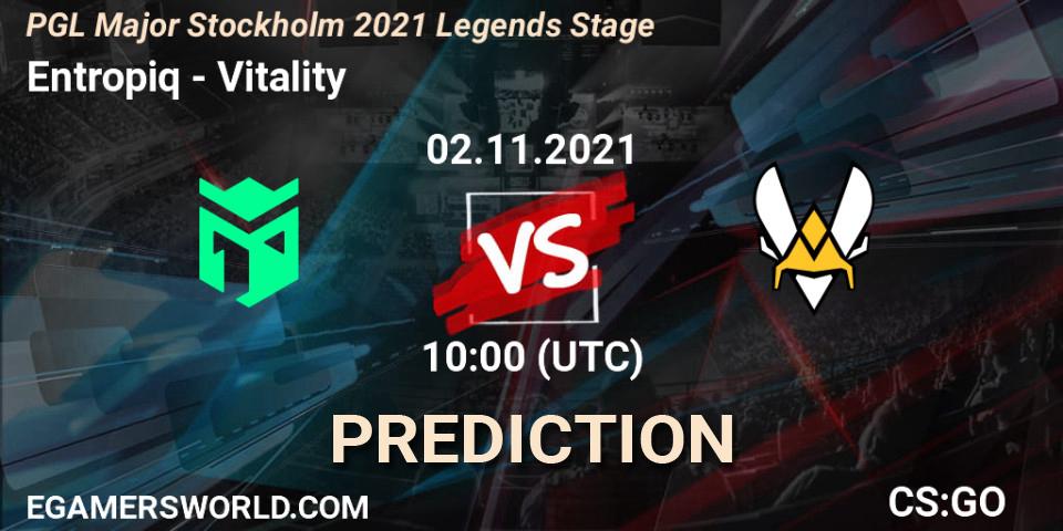 Prognoza Entropiq - Vitality. 02.11.2021 at 10:10, Counter-Strike (CS2), PGL Major Stockholm 2021 Legends Stage