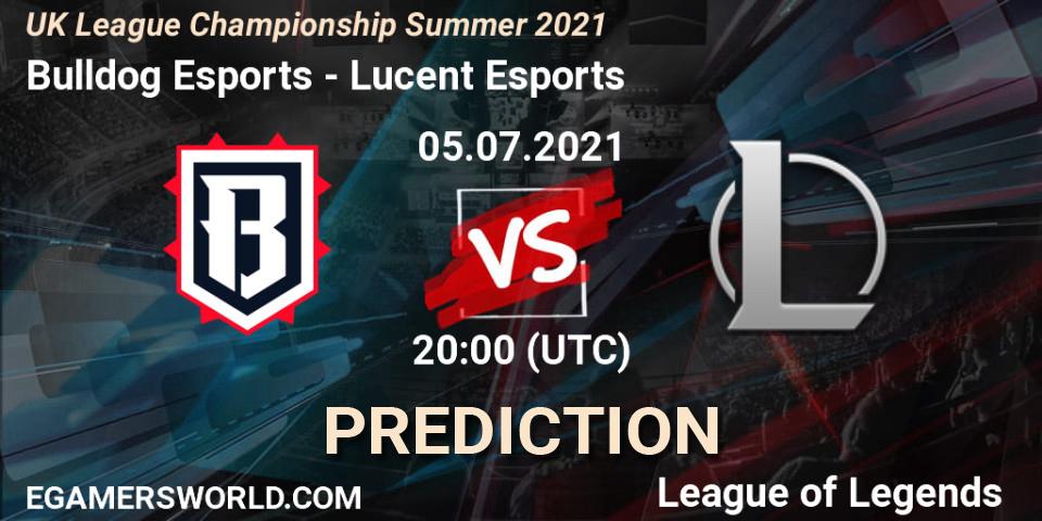 Prognoza Bulldog Esports - Lucent Esports. 05.07.2021 at 20:00, LoL, UK League Championship Summer 2021