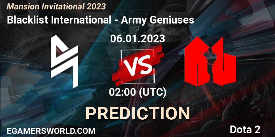 Prognoza Blacklist International - Army Geniuses. 07.01.23, Dota 2, Mansion Invitational 2023