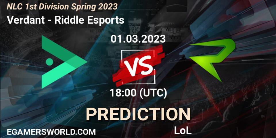 Prognoza Verdant - Riddle Esports. 07.02.2023 at 20:00, LoL, NLC 1st Division Spring 2023