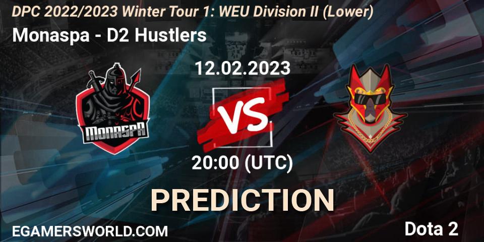 Prognoza Monaspa - D2 Hustlers. 12.02.23, Dota 2, DPC 2022/2023 Winter Tour 1: WEU Division II (Lower)
