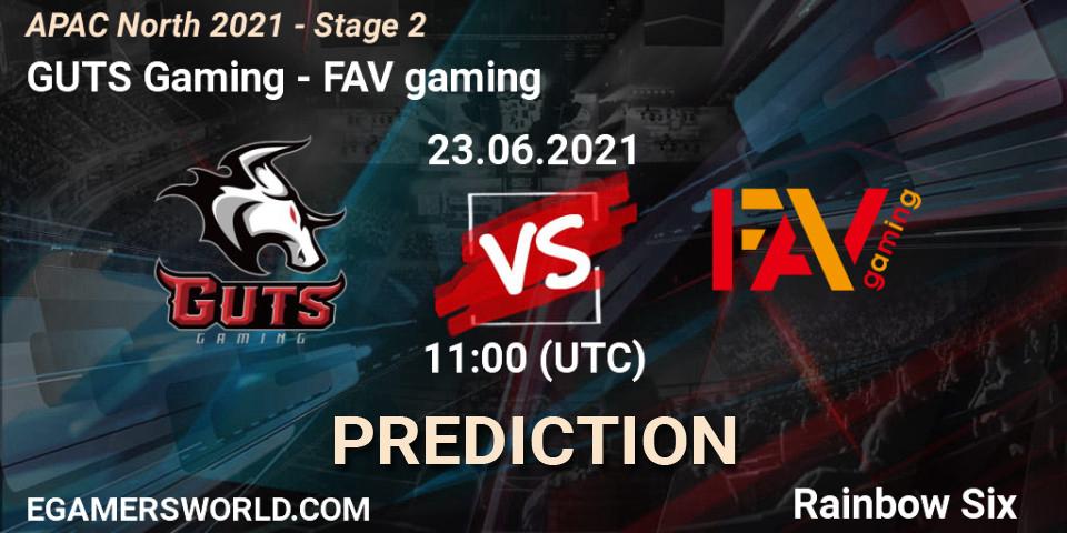 Prognoza GUTS Gaming - FAV gaming. 23.06.2021 at 11:00, Rainbow Six, APAC North 2021 - Stage 2