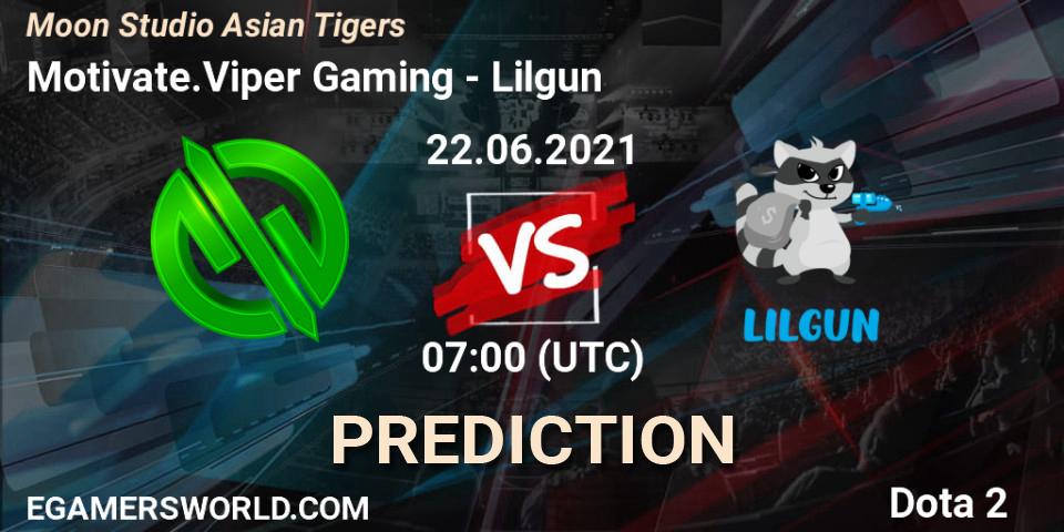 Prognoza Motivate.Viper Gaming - Lilgun. 22.06.2021 at 08:20, Dota 2, Moon Studio Asian Tigers
