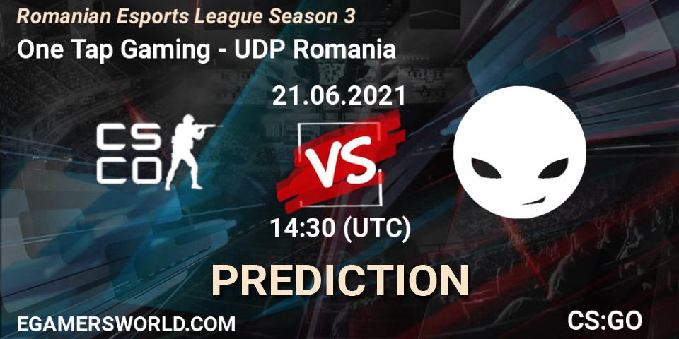 Prognoza One Tap Gaming - UDP Romania. 21.06.2021 at 14:30, Counter-Strike (CS2), Romanian Esports League Season 3