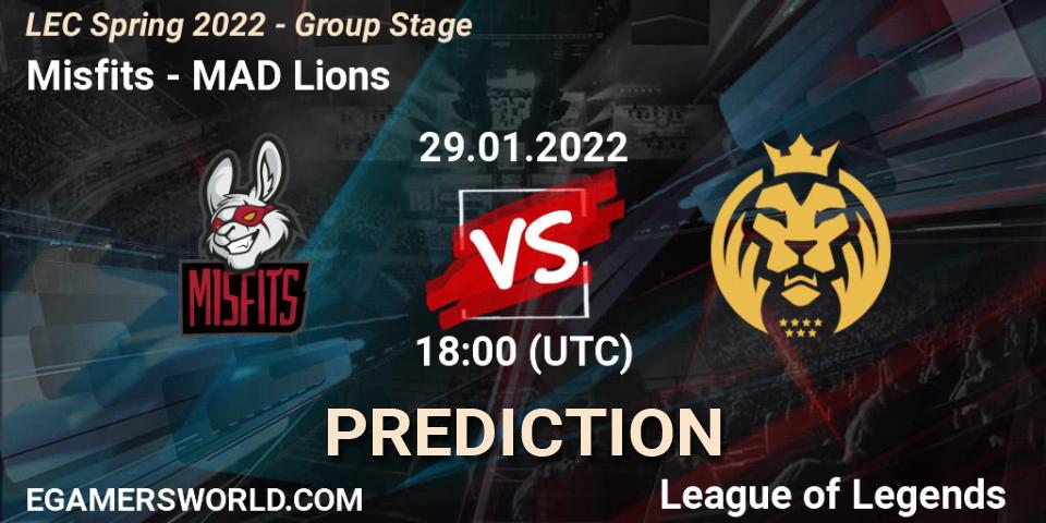 Prognoza Misfits - MAD Lions. 29.01.2022 at 17:50, LoL, LEC Spring 2022 - Group Stage