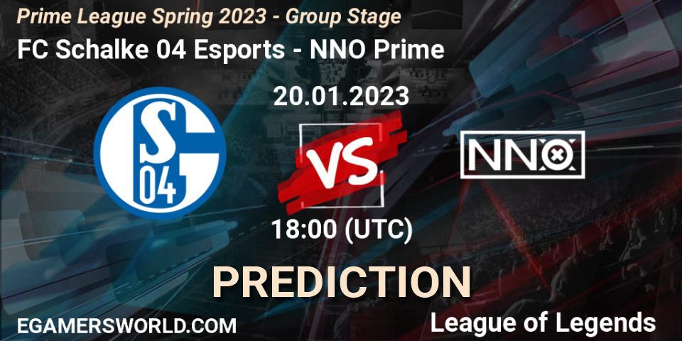 Prognoza FC Schalke 04 Esports - NNO Prime. 20.01.2023 at 21:00, LoL, Prime League Spring 2023 - Group Stage