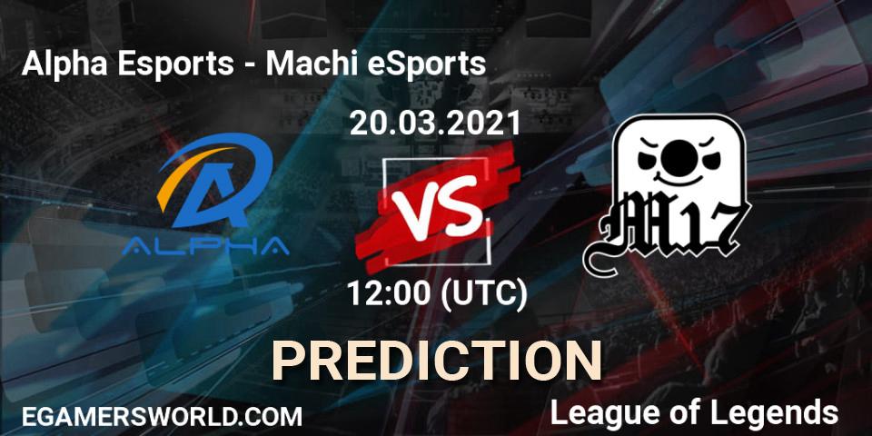 Prognoza Alpha Esports - Machi eSports. 20.03.2021 at 12:00, LoL, PCS Spring 2021 - Group Stage