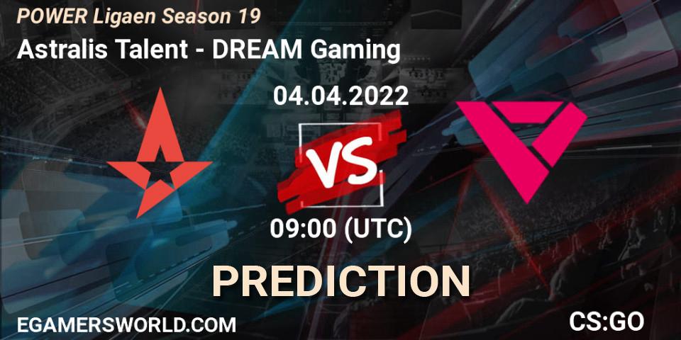 Prognoza Astralis Talent - DREAM Gaming. 04.04.2022 at 09:00, Counter-Strike (CS2), Dust2.dk Ligaen Season 19