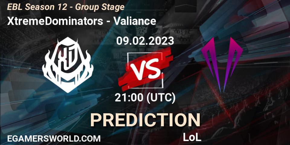 Prognoza XtremeDominators - Valiance. 09.02.23, LoL, EBL Season 12 - Group Stage