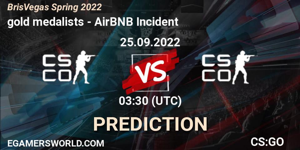 Prognoza gold medalists - AirBNB Incident. 25.09.2022 at 03:30, Counter-Strike (CS2), BrisVegas Spring 2022