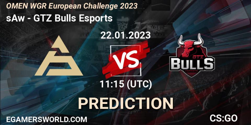 Prognoza sAw - GTZ Bulls Esports. 22.01.2023 at 11:45, Counter-Strike (CS2), OMEN WGR European Challenge 2023
