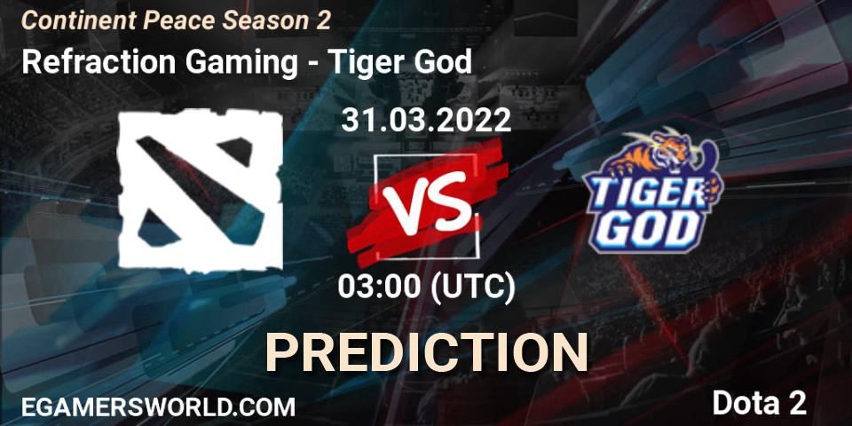 Prognoza Refraction Gaming - Tiger God. 31.03.2022 at 03:15, Dota 2, Continent Peace Season 2 