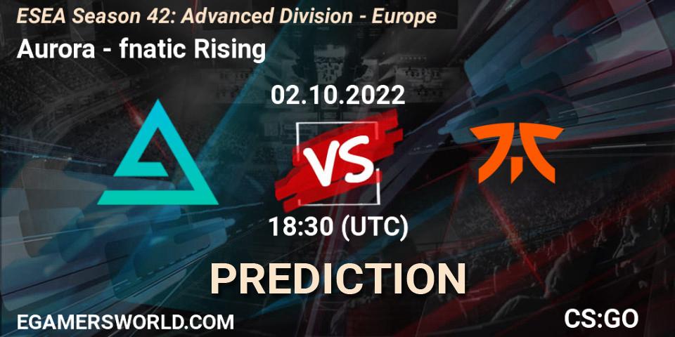 Prognoza Aurora - fnatic Rising. 03.10.2022 at 17:00, Counter-Strike (CS2), ESEA Season 42: Advanced Division - Europe