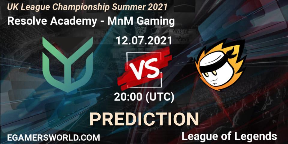 Prognoza Resolve Academy - MnM Gaming. 12.07.2021 at 20:00, LoL, UK League Championship Summer 2021