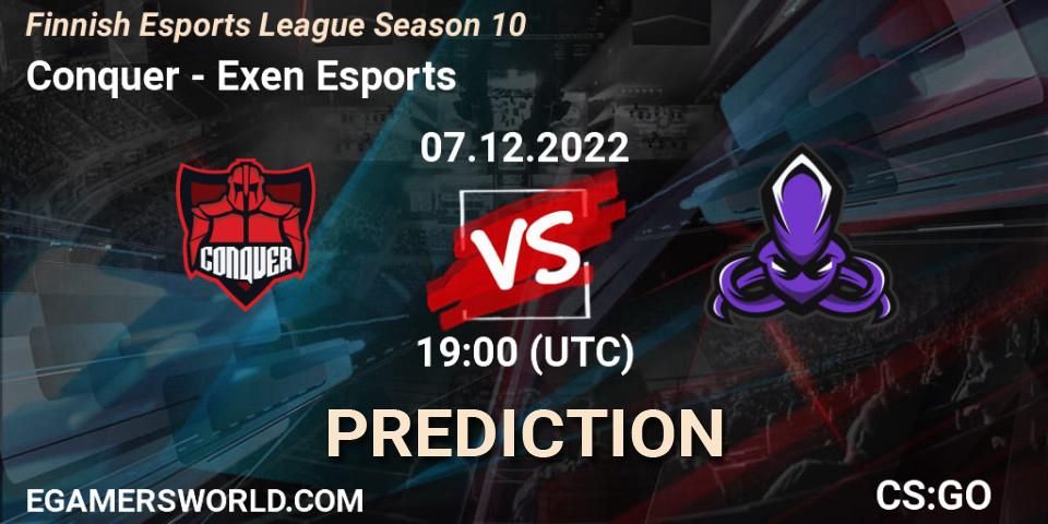 Prognoza Conquer - Exen Esports. 07.12.22, CS2 (CS:GO), Finnish Esports League Season 10