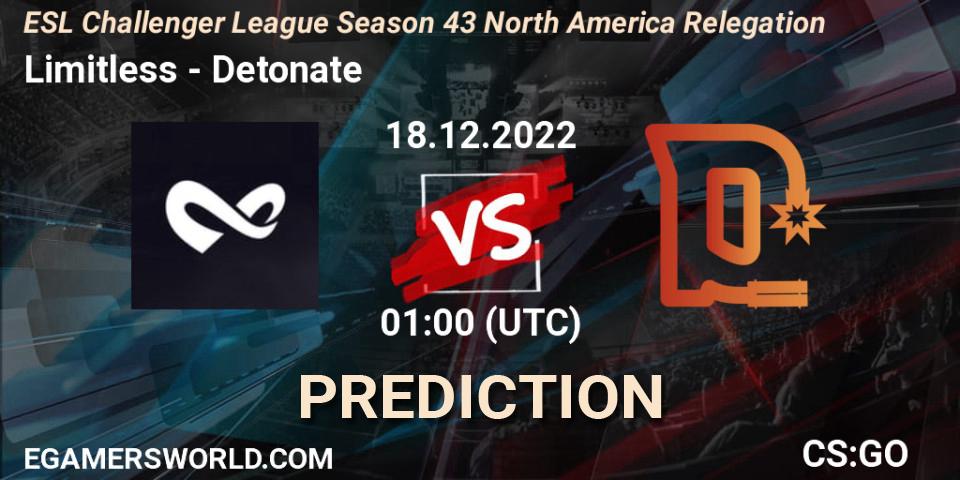 Prognoza Limitless - Detonate. 18.12.22, CS2 (CS:GO), ESL Challenger League Season 43 North America Relegation