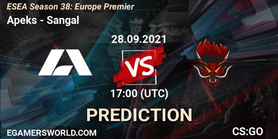 Prognoza Apeks - Sangal. 28.09.2021 at 17:00, Counter-Strike (CS2), ESEA Season 38: Europe Premier