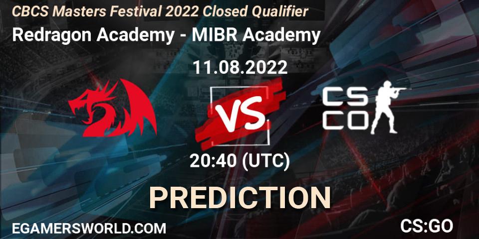 Prognoza Redragon Academy - MIBR Academy. 11.08.2022 at 20:25, Counter-Strike (CS2), CBCS Masters Festival 2022 Closed Qualifier