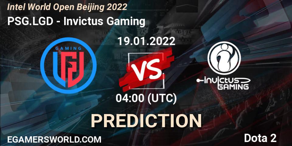 Prognoza PSG.LGD - Invictus Gaming. 19.01.2022 at 04:04, Dota 2, Intel World Open Beijing 2022
