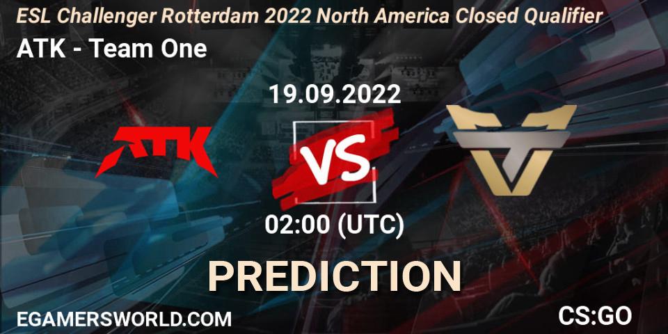 Prognoza ATK - Team One. 19.09.22, CS2 (CS:GO), ESL Challenger Rotterdam 2022 North America Closed Qualifier