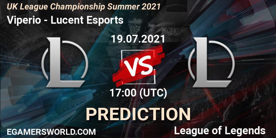 Prognoza Viperio - Lucent Esports. 19.07.2021 at 17:00, LoL, UK League Championship Summer 2021