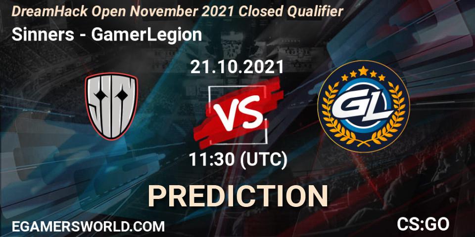 Prognoza Sinners - GamerLegion. 21.10.2021 at 11:30, Counter-Strike (CS2), DreamHack Open November 2021 Closed Qualifier