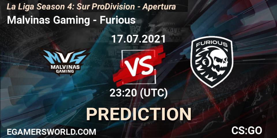 Prognoza Malvinas Gaming - Furious. 17.07.2021 at 23:20, Counter-Strike (CS2), La Liga Season 4: Sur Pro Division - Apertura