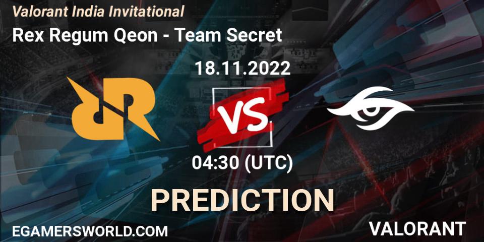 Prognoza Rex Regum Qeon - Team Secret. 18.11.22, VALORANT, Valorant India Invitational