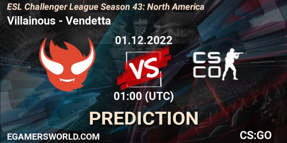 Prognoza Villainous - Vendetta. 06.12.22, CS2 (CS:GO), ESL Challenger League Season 43: North America