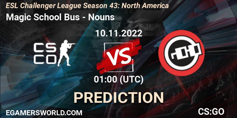 Prognoza Magic School Bus - Nouns. 10.11.22, CS2 (CS:GO), ESL Challenger League Season 43: North America