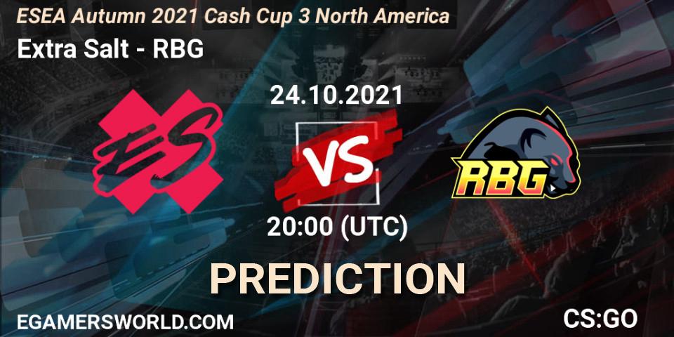 Prognoza Extra Salt - RBG. 24.10.2021 at 20:10, Counter-Strike (CS2), ESEA Cash Cup: North America - Autumn 2021 #3
