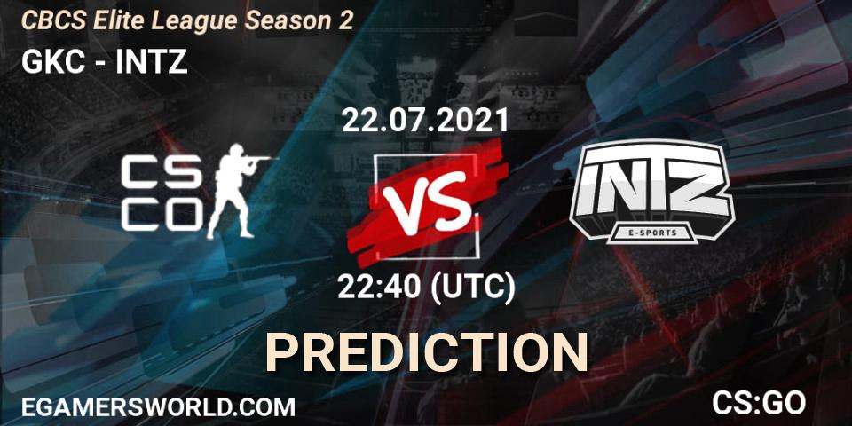 Prognoza GKC - INTZ. 22.07.2021 at 22:40, Counter-Strike (CS2), CBCS Elite League Season 2