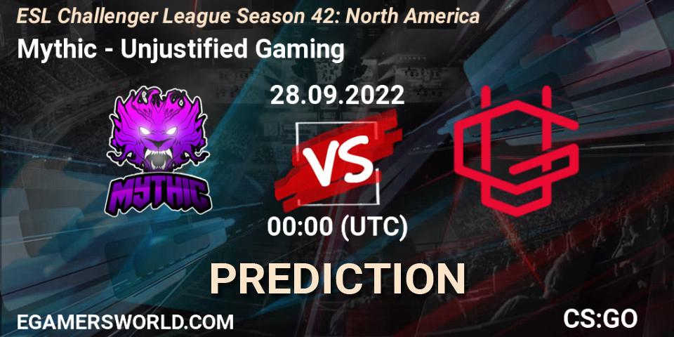 Prognoza Mythic - Unjustified Gaming. 28.09.2022 at 00:00, Counter-Strike (CS2), ESL Challenger League Season 42: North America