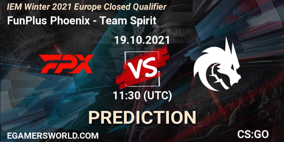 Prognoza FunPlus Phoenix - Team Spirit. 19.10.2021 at 11:30, Counter-Strike (CS2), IEM Winter 2021 Europe Closed Qualifier