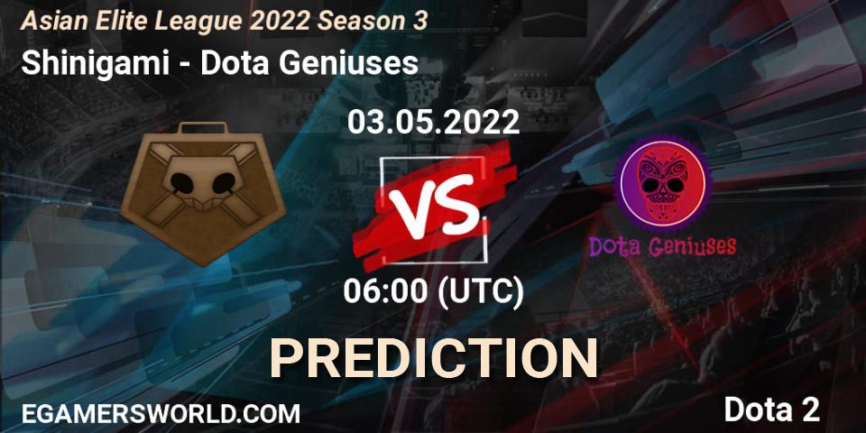 Prognoza Shinigami - Dota Geniuses. 03.05.2022 at 06:07, Dota 2, Asian Elite League 2022 Season 3