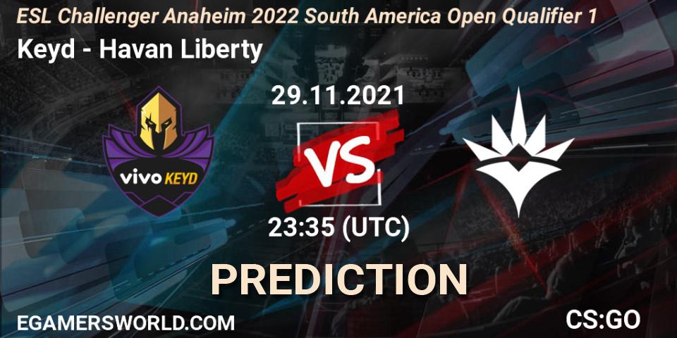Prognoza Keyd - Havan Liberty. 30.11.2021 at 21:25, Counter-Strike (CS2), ESL Challenger Anaheim 2022 South America Open Qualifier 1
