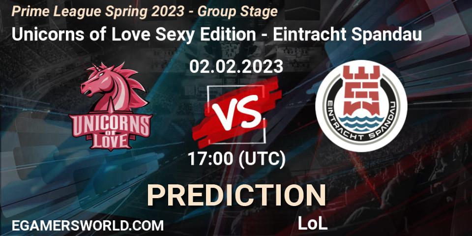 Prognoza Unicorns of Love Sexy Edition - Eintracht Spandau. 02.02.23, LoL, Prime League Spring 2023 - Group Stage
